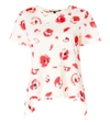 PROENZA SCHOULER Red/White Short Sleeve Flare T-Shirt,PS37P97