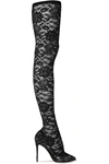 DOLCE & GABBANA STRETCH-LACE THIGH SOCK BOOTS