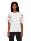 Kate Spade Floral Lace Short Sleeve Top In Fresh White