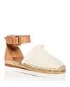 See By Chloé Leather And Canvas Platform Espadrilles In Natural