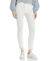 FRAME LE HIGH SHREDDED RAW-EDGE SKINNY JEANS IN BLANC,LHSKSR403