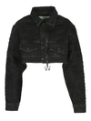 OFF-WHITE OFF WHITE CROPPED DENIM JACKET TULLE,10529883