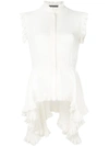 ALEXANDER MCQUEEN ALEXANDER MCQUEEN DIPPED HEM RUFFLED BLOUSE - WHITE,516717QKB0712748314