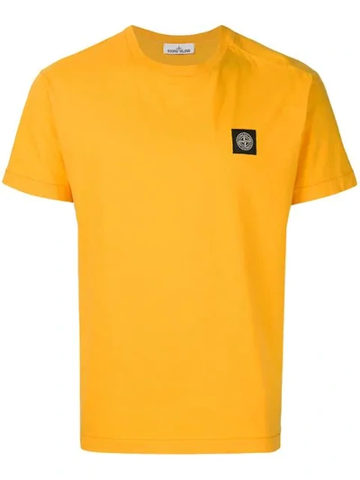 Stone Island Logo Patch T-shirt In Yellow