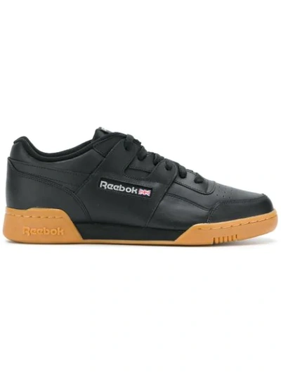 Reebok Workout Clean Og Knit Sneakers In Black/carbon/classic Red