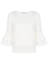 Blumarine Embroidered Trim Blouse - White In White