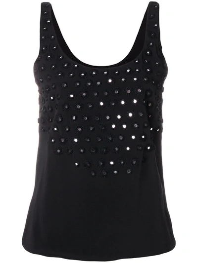 Saint Laurent Mirrored Eyelet Embellished Vest In Black