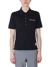 THOM BROWNE BLUE COTTON POLO,10530546