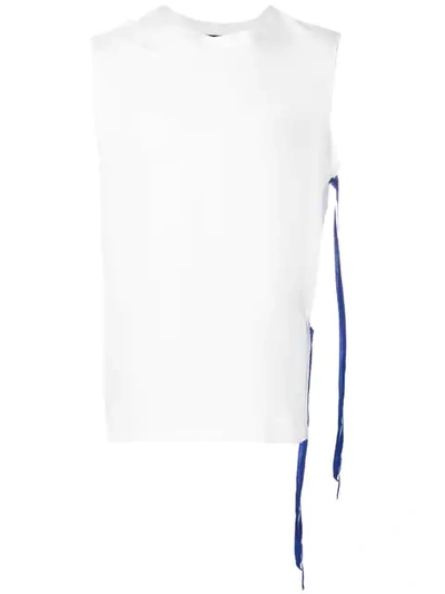 Raf Simons Side Lace-up Sleeveless T-shirt In White