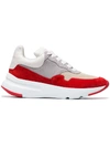 ALEXANDER MCQUEEN red and grey Runner leather and suede sneakers,505034WHC4512500175