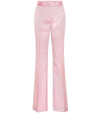 Gabriela Hearst Gainsbourg Herringbone Wool And Silk Trousers In Pink