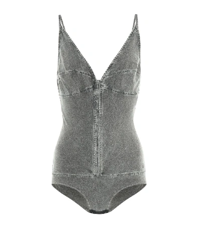 Stella Mccartney Denim-knit Bodysuit In Black