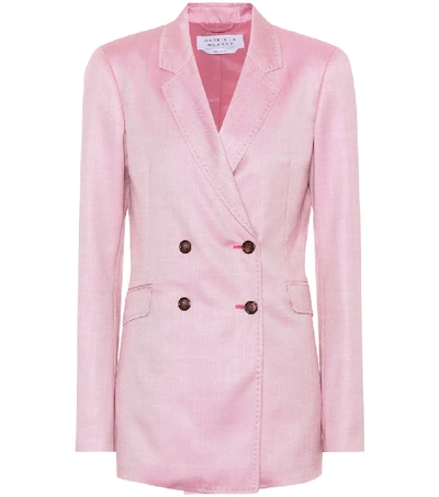 Gabriela Hearst Miles Wool And Silk-blend Herringbone Blazer In Pink