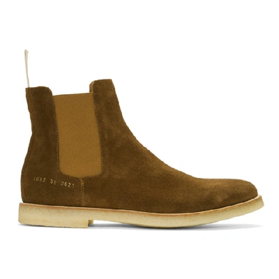 Common Projects Suede Chelsea Boots In Tobacco