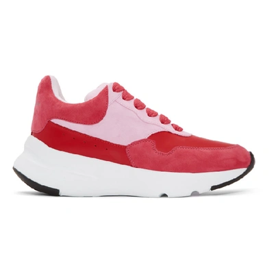 Alexander Mcqueen Red Oversized Runner Leather Sneakers In Red - Rose Mole