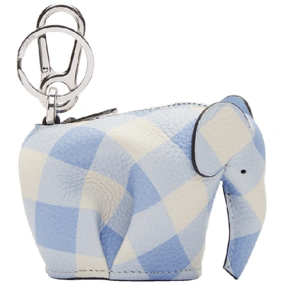 Loewe Blue & White Elephant Charm Keychain