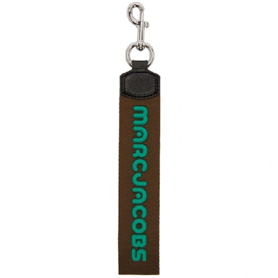 Marc Jacobs Brown Webbing Charm Keychain In 447 Turquoi