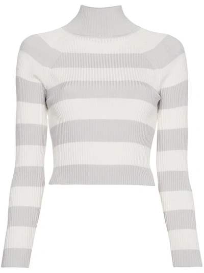 Zimmermann Whitewave Cropped Striped Ribbed-knit Sweater