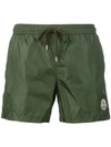 Moncler Logo Plaque Swimming Trunks - Green