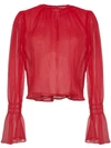 BEAUFILLE BEAUFILLE CAMARINA SHEER SILK BLEND BLOUSE - RED,BFSS18T0812510972