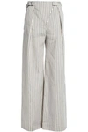 ZIMMERMANN WOMAN PINSTRIPED COTTON-BLEND WIDE-LEG PANTS ECRU,US 12789547614830353