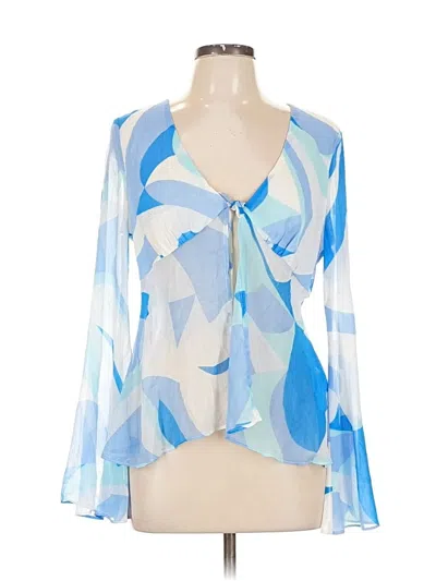 Pre-owned 12th Tribe 3/4 Sleeve Blouse In Blue