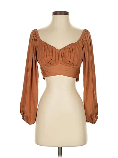 Pre-owned 12th Tribe 3/4 Sleeve Blouse In Brown