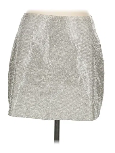 Pre-owned 12th Tribe Faux Leather Skirt In Silver