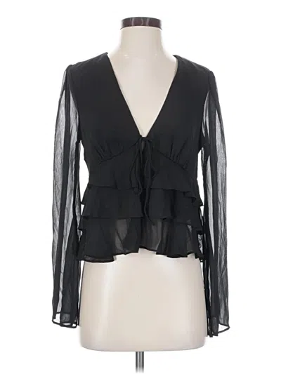 Pre-owned 12th Tribe Long Sleeve Blouse In Black