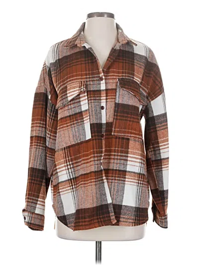 Pre-owned 12th Tribe Long Sleeve Blouse In Brown