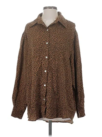 Pre-owned 12th Tribe Long Sleeve Blouse In Brown