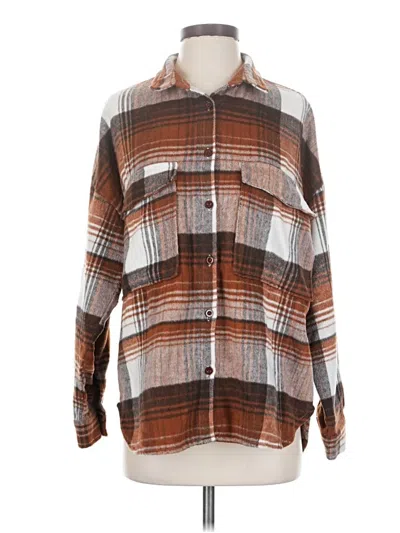 Pre-owned 12th Tribe Long Sleeve Blouse In Brown