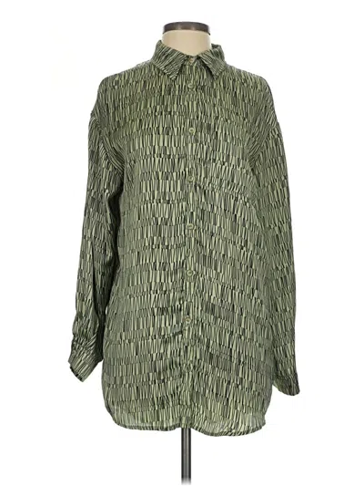 Pre-owned 12th Tribe Long Sleeve Blouse In Green