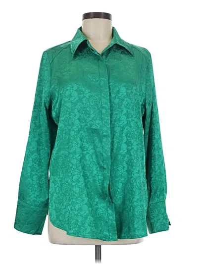 Pre-owned 12th Tribe Long Sleeve Blouse In Green