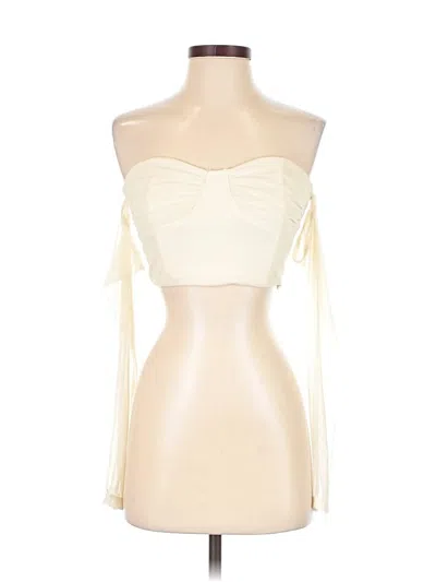 Pre-owned 12th Tribe Long Sleeve Blouse In White