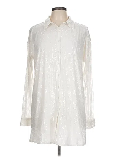 Pre-owned 12th Tribe Long Sleeve Blouse In White