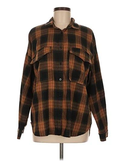 Pre-owned 12th Tribe Long Sleeve Button Down Shirt In Brown
