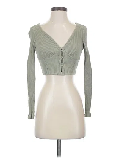 Pre-owned 12th Tribe Long Sleeve Top Green Sweetheart Neckline Tops