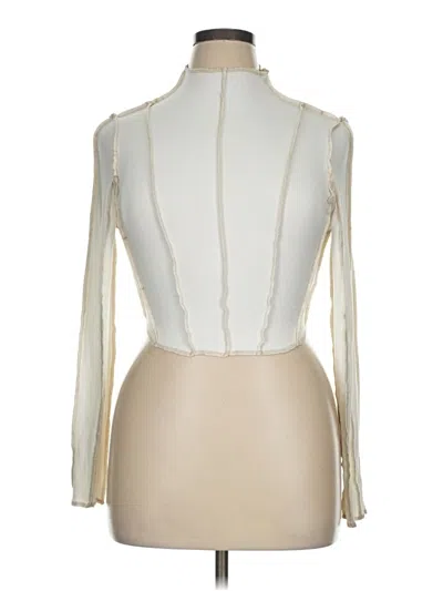 Pre-owned 12th Tribe Long Sleeve Top Ivory Turtleneck Tops In White