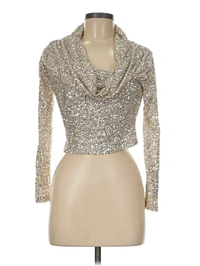 Pre-owned 12th Tribe Long Sleeve Top Silver Cowl Neck Tops
