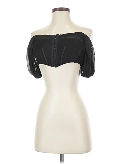 Pre-owned 12th Tribe Short Sleeve Blouse In Black