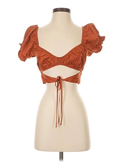 Pre-owned 12th Tribe Short Sleeve Blouse In Orange