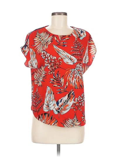 Pre-owned 12th Tribe Short Sleeve Blouse In Red