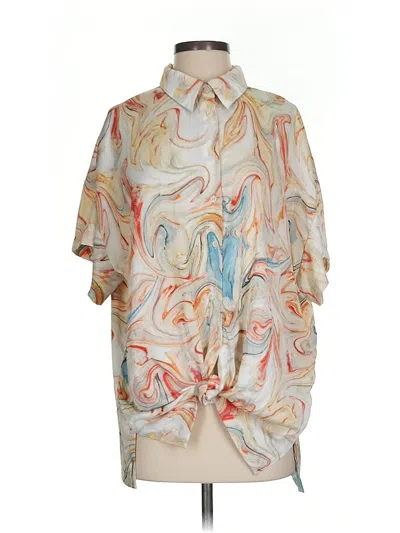 Pre-owned 12th Tribe Short Sleeve Blouse In White