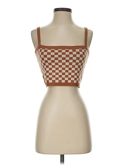 Pre-owned 12th Tribe Sleeveless Top Brown Square Neckline Tops