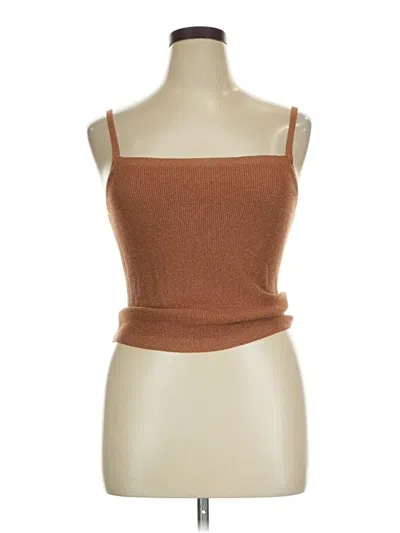Pre-owned 12th Tribe Sleeveless Top Brown Strapless Neckline Tops