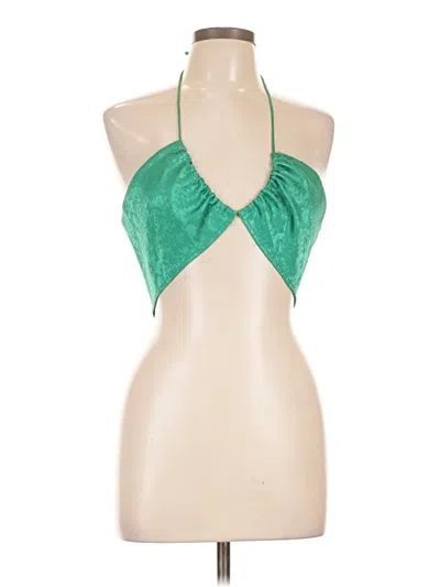 Pre-owned 12th Tribe Sleeveless Top Green Halter Neckline Tops