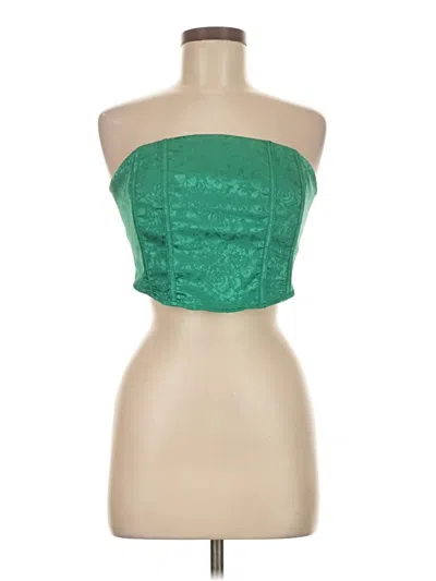 Pre-owned 12th Tribe Sleeveless Top Green Strapless Neckline Tops