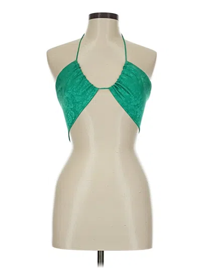 Pre-owned 12th Tribe Tank Top Green Halter Neckline Tops