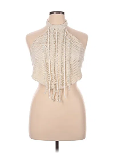 Pre-owned 12th Tribe Tank Top Ivory Halter Neckline Tops